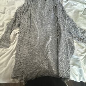 Torrid Cardigan Plus Size 1X Grey Slub Drape Open Front Lightweight Used
